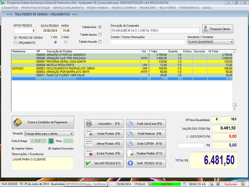 Programa Ordem de Servio Geral v4.6 - FpqSystem e Virtual Programas