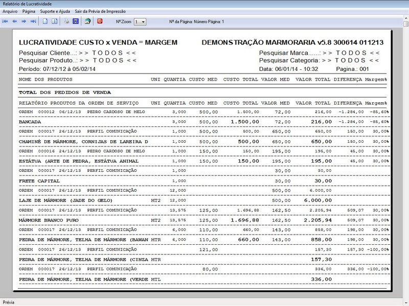 Imagens do Programa Marmoraria v5.8 Plus