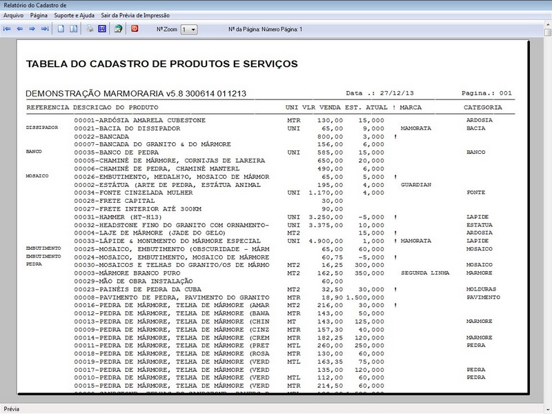 Imagens do Programa Marmoraria v5.8 Plus