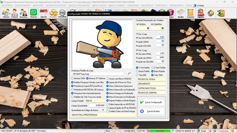 Imagens do Programa Marcenaria v6.9 Plus