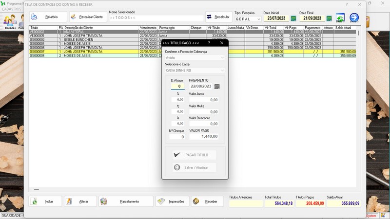 Imagens do Programa Marcenaria v6.9 Plus