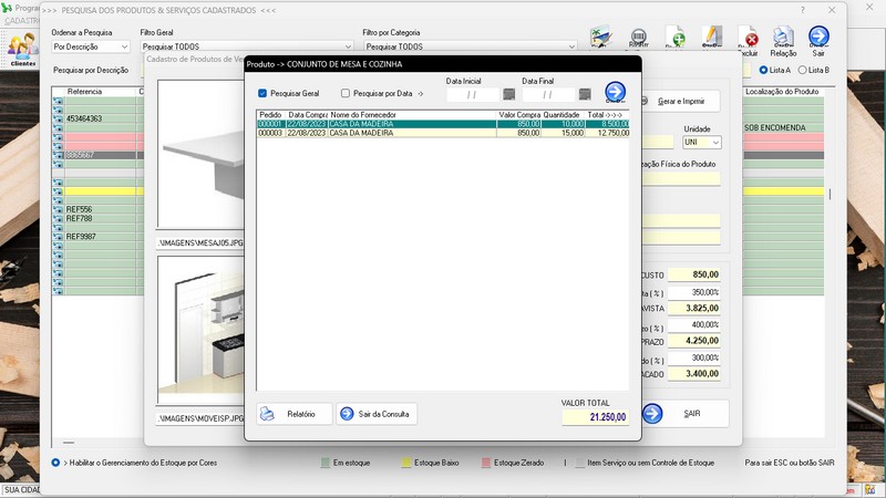 Imagens do Programa Marcenaria v6.9 Plus