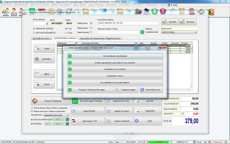 Imagens do Programa Servios Gerais v7.6 Plus