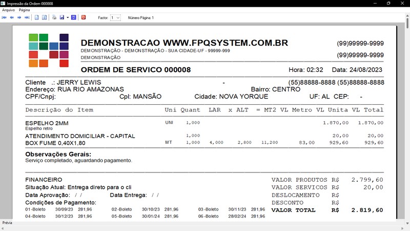 Imagens do Programa Vidraaria e Esquadria v7.7 Plus