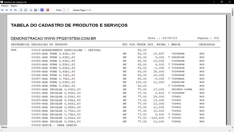 Imagens do Programa Vidraaria e Esquadria v7.7 Plus