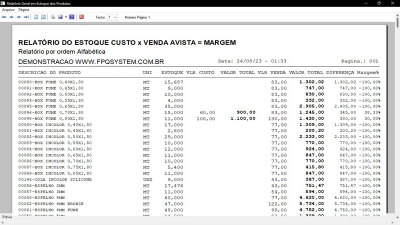 Imagens do Programa Vidraaria e Esquadria v7.7 Plus