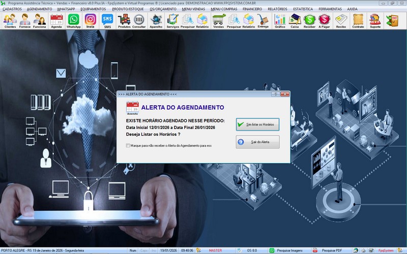 Gr�fico sobre servi�os realizados