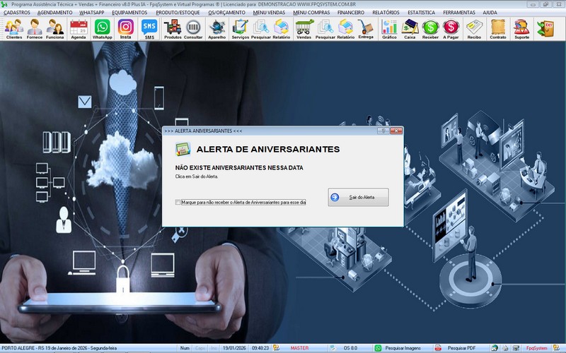 Gr�fico sobre servi�os realizados