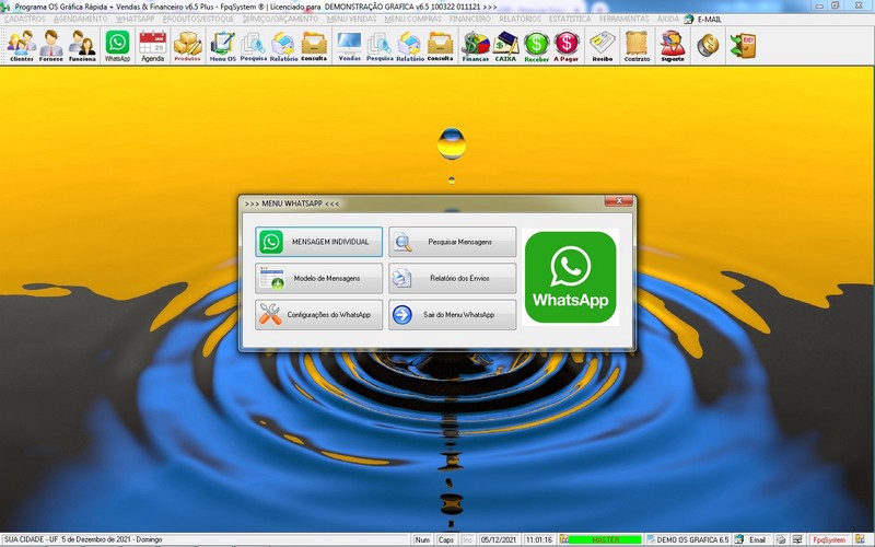 Tela do programa OS Grafica Rapida Vendas Financeiro v6.5 Plus WhatsApp