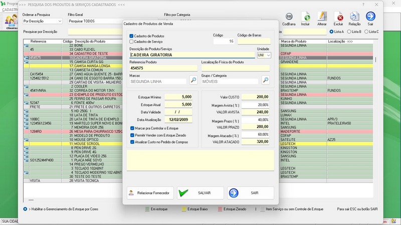 Programa Vendas 1.0 - Cadastro de produtos