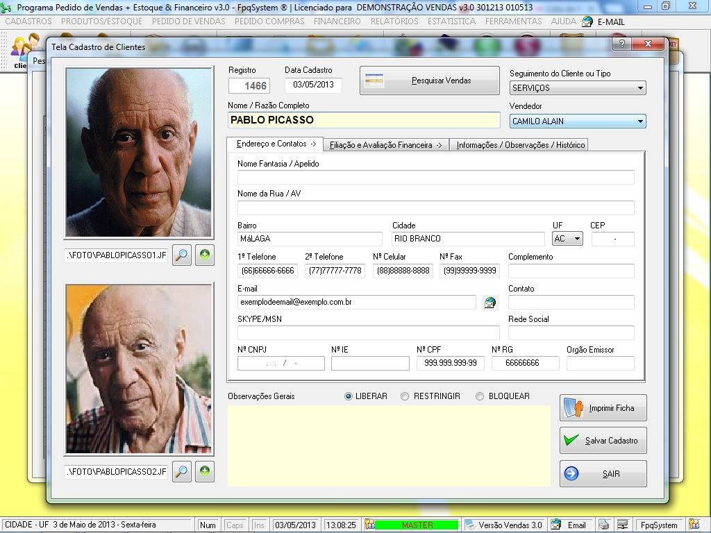 Programa Vendas 3.0 - Cadastro de clientes