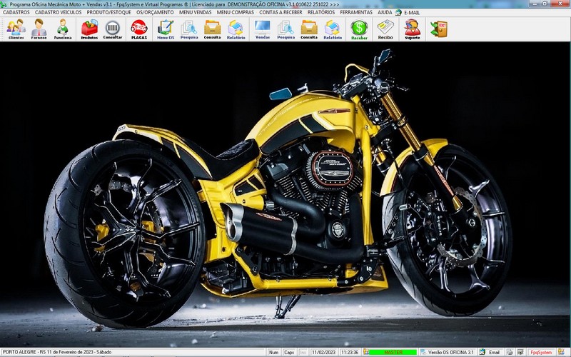 Tela do programa Oficina MOTO + Vendas v3.1 Plus
