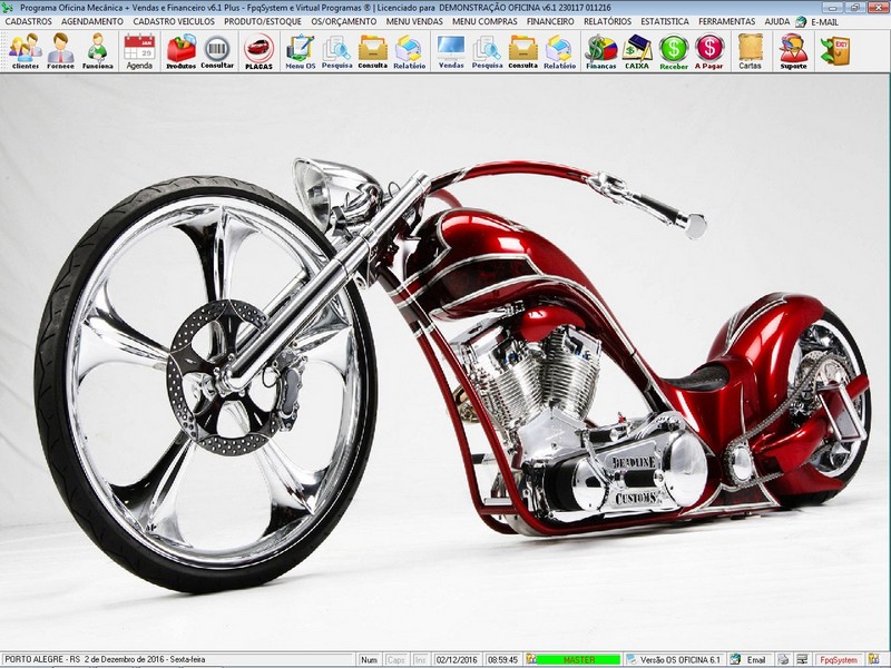 Tela do programa Oficina MOTO + Vendas + Financeiro v6.1 Plus +
