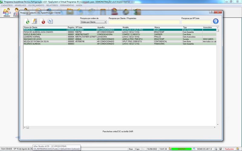 Programa OS Assistncia Tcnica para Refrigerao 1.0 Plus