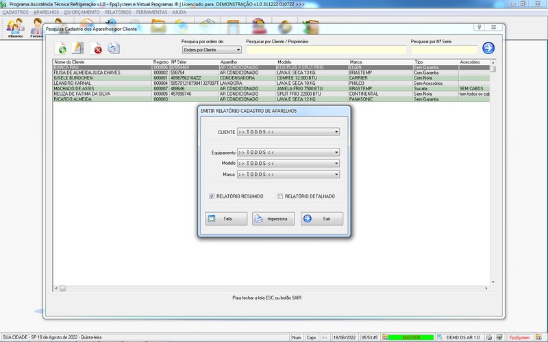 Programa OS Assistncia Tcnica para Refrigerao 1.0 Plus