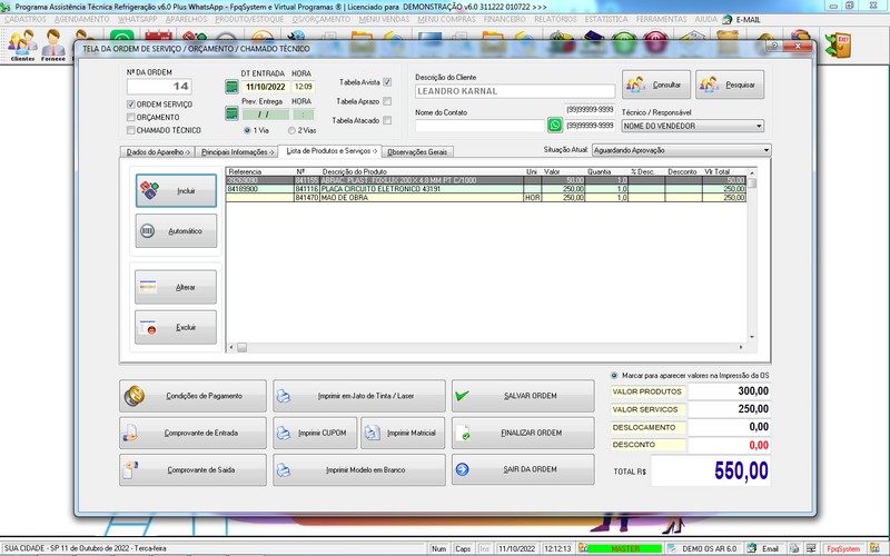 Programa OS Assistncia Tcnica para Refrigerao 6.0 Plus