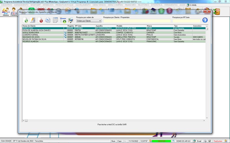 Programa OS Assistncia Tcnica para Refrigerao 6.0 Plus